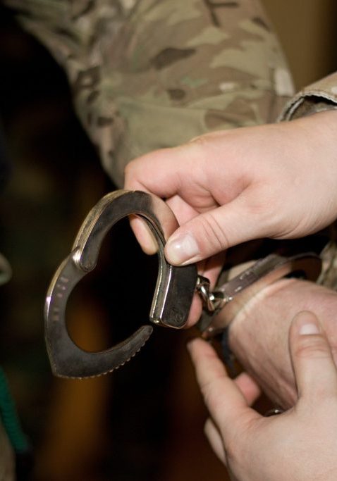 military in handcuffs arrest